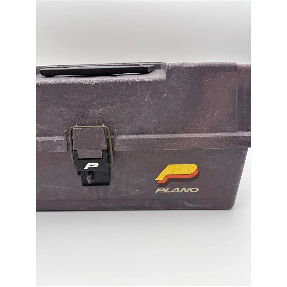Vintage Plano Tackle Box Model 6303 3 Tier Fold Out Tray Fishing USA Brown
